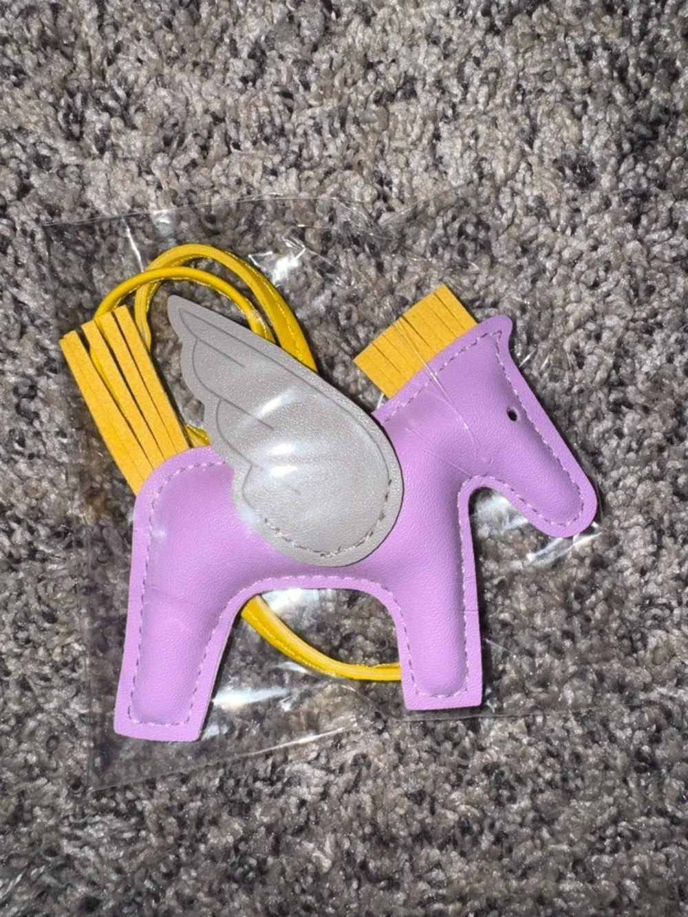 Pegasus Horse Charm Keychain Purple Yellow Winged Bag Charm